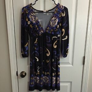 Source Unknown Black and Purple Long Sleeve Dress